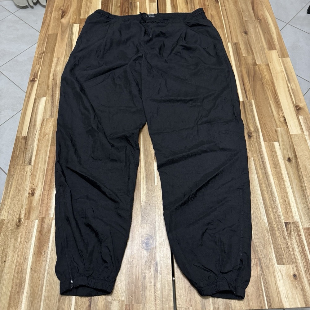 Vintage Nike Track Pants Mens XL Black Nylon Tapered Ankle Zip Windbreaker 90s